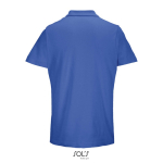 Polo unisexe 100% coton peigné col côtelé avec 2 boutons couleur bleu roi vue arrière