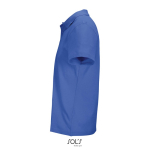 Polo unisexe 100% coton peigné col côtelé avec 2 boutons couleur bleu roi vue latérale