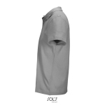 Polo unisexe 100% coton peigné col côtelé avec 2 boutons couleur gris clair vue latérale