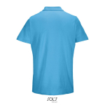Polo unisexe 100% coton peigné col côtelé avec 2 boutons couleur cyan vue arrière