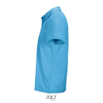 Polo unisexe 100% coton peigné col côtelé avec 2 boutons couleur cyan vue latérale