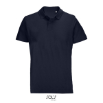 Polo unisexe 100% coton peigné col côtelé avec 2 boutons couleur bleu marine
