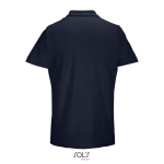 Polo unisexe 100% coton peigné col côtelé avec 2 boutons couleur bleu marine vue arrière