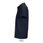 Polo unisexe 100% coton peigné col côtelé avec 2 boutons couleur bleu marine vue latérale