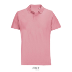 Polo unisexe 100% coton peigné col côtelé avec 2 boutons couleur rose clair 