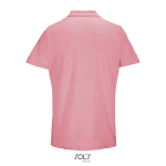Polo unisexe 100% coton peigné col côtelé avec 2 boutons couleur rose clair  vue arrière