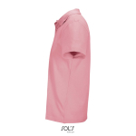 Polo unisexe 100% coton peigné col côtelé avec 2 boutons couleur rose clair  vue latérale