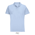 Polo unisexe 100% coton peigné col côtelé avec 2 boutons couleur bleu pastel