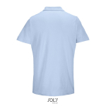 Polo unisexe 100% coton peigné col côtelé avec 2 boutons couleur bleu pastel vue arrière