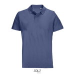 Polo unisexe 100% coton peigné col côtelé avec 2 boutons couleur bleu jean