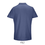Polo unisexe 100% coton peigné col côtelé avec 2 boutons couleur bleu jean vue arrière