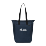 Sac à fermeture éclair en rPET recyclé avec poche avant couleur bleu marine avec zone d'impression