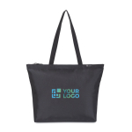 Tote bag en RPET avec poche intérieure pour bouteille d’eau couleur noir avec zone d'impression