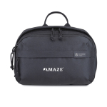 Trousse de toilette de voyage en RPET avec anse supérieure couleur noir vue avec logo