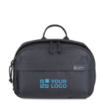 Trousse de toilette de voyage en RPET avec anse supérieure couleur noir avec zone d'impression