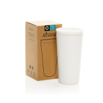 Gobelet thermos en acier recyclé avec isolation sous vide 500 ml couleur blanc vue avec boîte