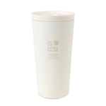 Gobelet thermos en acier recyclé avec isolation sous vide 500 ml couleur blanc avec zone d'impression