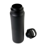 Gourde en acier inoxydable recyclé avec double bouchon 470 ml couleur noir deuxième vue