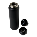 Gourde en acier inoxydable recyclé avec double bouchon 470 ml couleur noir troisième vue