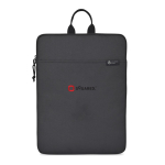 Housse d’ordinateur RPET avec compartiment matelassé zippé 16” couleur noir vue avec logo