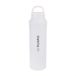 Bouteille thermos en inox recyclé anti‑transpiration 740 ml couleur blanc vue avec logo