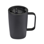 Tasse thermos pour café ou thé en acier inoxydable recyclé 450 ml couleur noir troisième vue