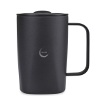 Tasse thermos pour café ou thé en acier inoxydable recyclé 450 ml couleur noir vue avec logo