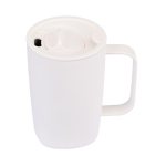 Tasse thermos pour café ou thé en acier inoxydable recyclé 450 ml couleur blanc troisième vue