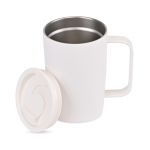 Tasse thermos pour café ou thé en acier inoxydable recyclé 450 ml couleur blanc quatrième vue