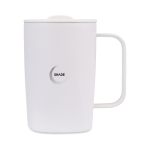 Tasse thermos pour café ou thé en acier inoxydable recyclé 450 ml couleur blanc vue avec logo