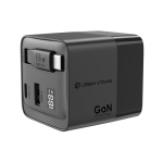 Chargeur rapide GaN écologique avec câble rétractable de 80 cm 65W couleur noir