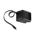 Chargeur rapide GaN écologique avec câble rétractable de 80 cm 65W couleur noir troisième vue