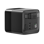 Chargeur rapide GaN écologique avec câble rétractable de 80 cm 65W couleur noir sixième vue