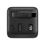 Chargeur rapide GaN écologique avec câble rétractable de 80 cm 65W couleur noir huitième vue