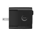 Chargeur rapide GaN écologique avec câble rétractable de 80 cm 65W couleur noir vue avec logo