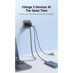 Chargeur rapide GaN écologique avec câble rétractable de 80 cm 65W couleur noir vue d'ambiance 4