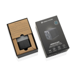 Chargeur rapide GaN écologique avec câble rétractable de 80 cm 65W couleur noir vue avec boîte