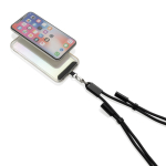 Tour de cou pour téléphone en RPET avec USB‑C et charge 60W couleur noir quatrième vue