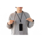 Tour de cou pour téléphone en RPET avec USB‑C et charge 60W couleur noir vue d'ambiance