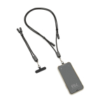 Dragonne pour téléphone en RPET avec câble USB‑C et charge rapide 60W couleur noir vue générale