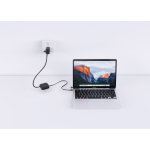 Support téléphone avec câble rétractable 1m et charge rapide 100W couleur noir vue d'ambiance