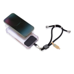 Dragonne ajustable pour smartphone en RPET avec crochet sécurisé couleur noir deuxième vue