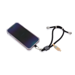 Dragonne ajustable pour smartphone en RPET avec crochet sécurisé couleur noir troisième vue