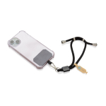 Dragonne ajustable pour smartphone en RPET avec crochet sécurisé couleur noir quatrième vue