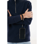 Dragonne ajustable pour smartphone en RPET avec crochet sécurisé couleur noir deuxième vue avec modèle