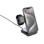 Chargeur magnétique sans fil 3‑en‑1 en plastique recyclé 15W couleur noir troisième vue