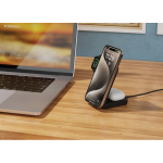 Chargeur magnétique sans fil 3‑en‑1 en plastique recyclé 15W couleur noir vue d'ambiance