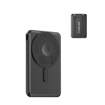 Powerbank 5‑en‑1 écologique avec câbles de charge et support 5 000 mAh couleur noir avec zone d'impression