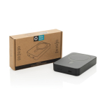 Powerbank de poche en ABS recyclé avec indicateur de charge 10 000 mAh couleur noir vue avec boîte