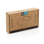 Powerbank de poche en ABS recyclé avec indicateur de charge 10 000 mAh couleur noir deuxième vue avec boîte